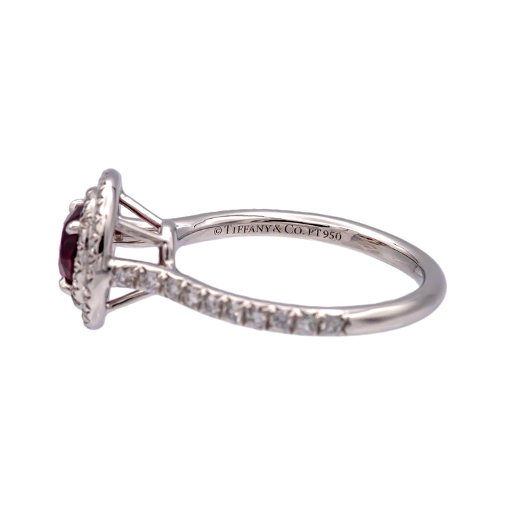 Tiffany & Co Platinum Soleste Round Ruby and Diamond Ring