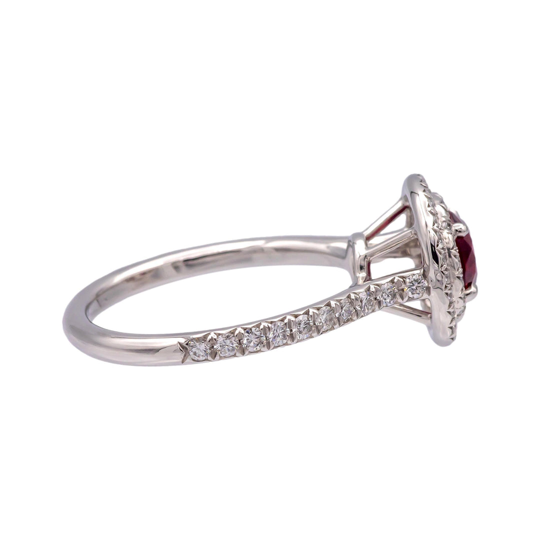 Tiffany & Co Platinum Soleste Round Ruby and Diamond Ring