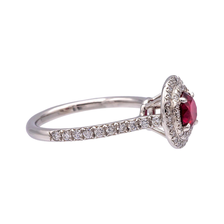 Tiffany & Co Platinum Soleste Round Ruby and Diamond Ring
