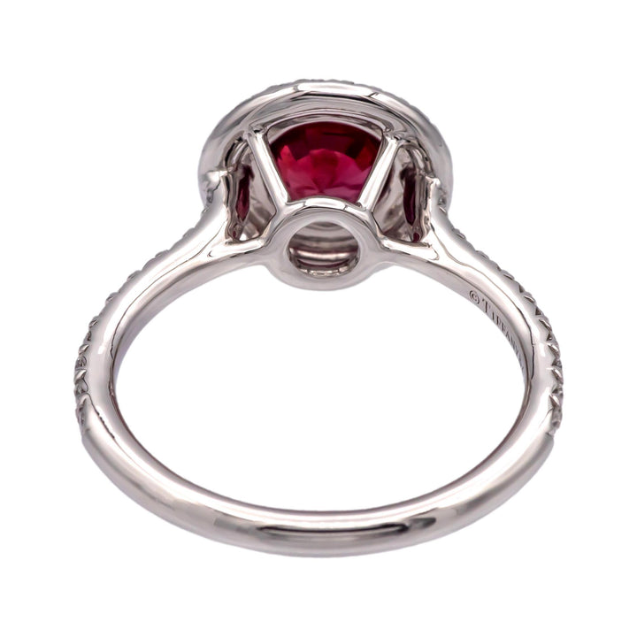 Tiffany & Co Platinum Soleste Round Ruby and Diamond Ring