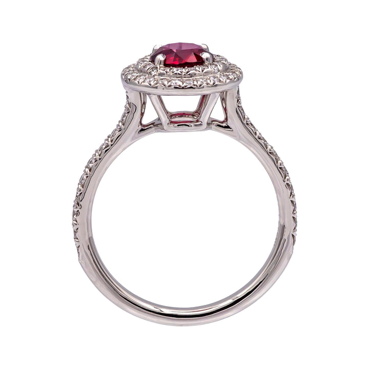 Tiffany & Co Platinum Soleste Round Ruby and Diamond Ring