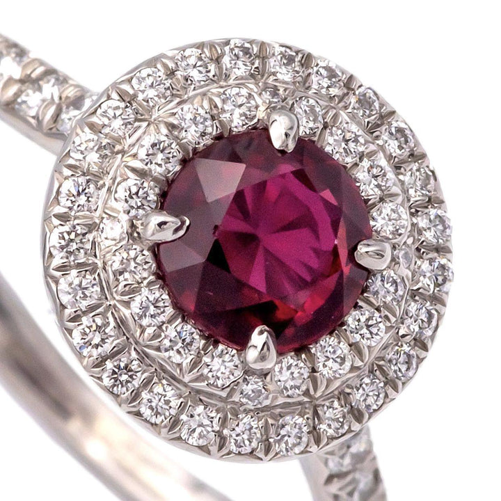 Tiffany & Co Platinum Soleste Round Ruby and Diamond Ring