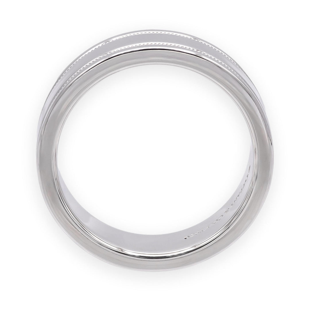 Tiffany & Co Platinum Together Double Milgrain Wedding Band 6 mm Size 7.5