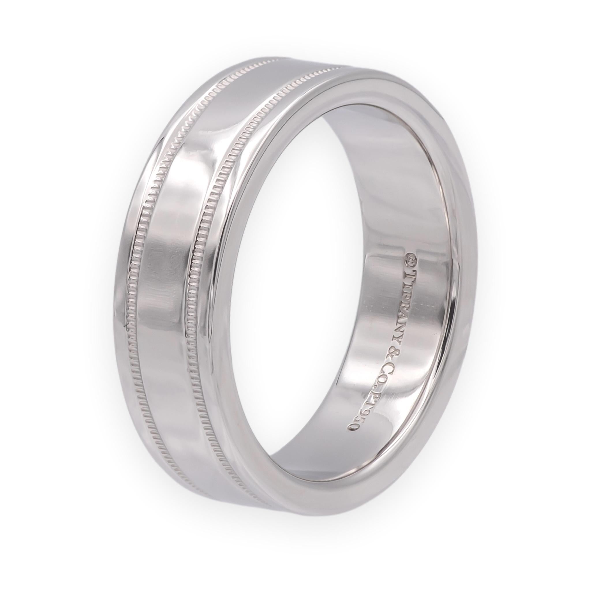 Tiffany & Co Platinum Together Double Milgrain Wedding Band 6 mm