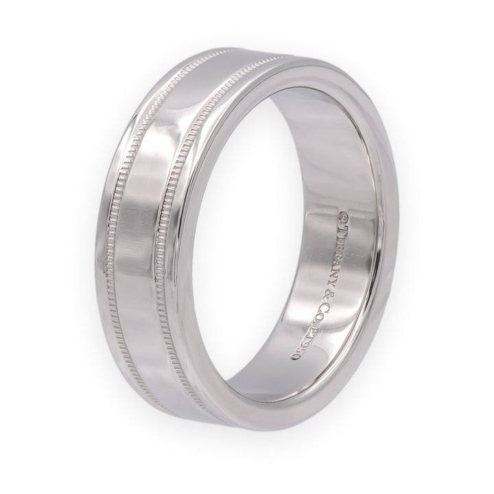Tiffany & Co Platinum Together Double Milgrain Wedding Band 6 mm Size 7.5