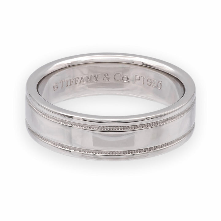 Tiffany & Co Platinum Men's Together Double Milgrain Wedding Band 6 mm Size 9.5