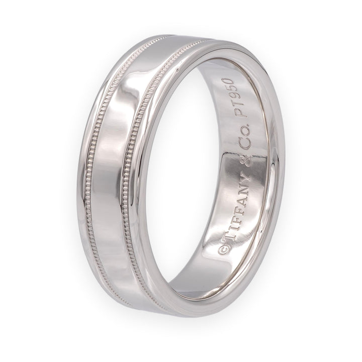 Tiffany & Co Platinum Men's Together Double Milgrain Wedding Band 6 mm Size 9.5