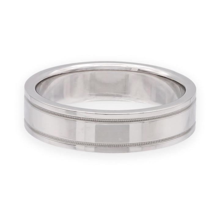 Tiffany & Co Platinum Men's Together Double Milgrain Wedding Band 6 mm Size 9.5