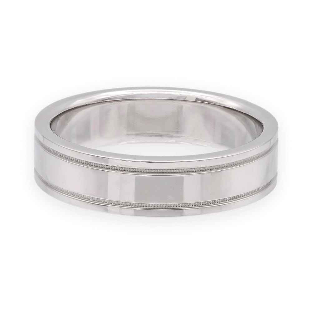 Tiffany & Co Platinum Mens Together Double Milgrain Wedding Band 6 mm Size 11.25