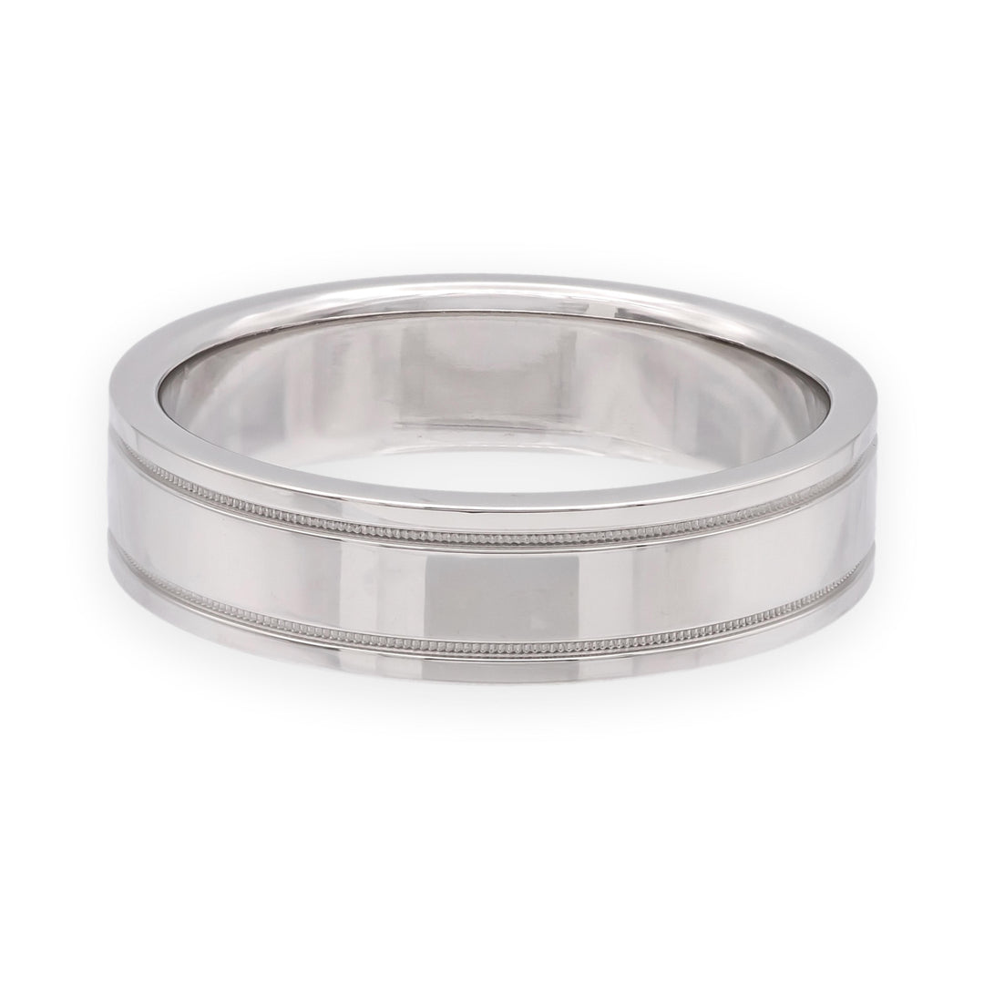 Tiffany & Co Platinum Mens Together Double Milgrain Wedding Band 6 mm Size 11.25