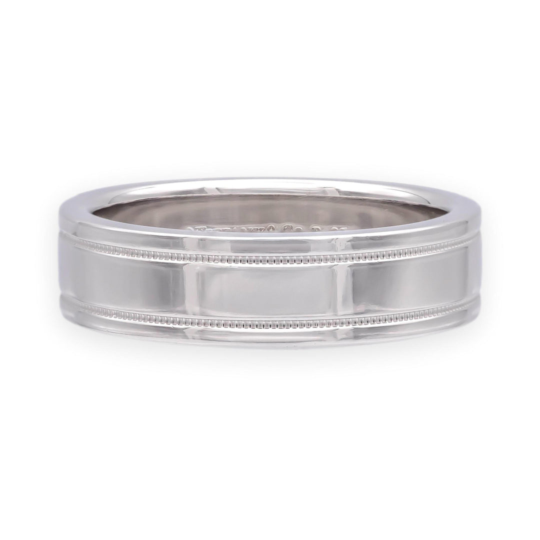 Tiffany & Co Platinum Mens Together Double Milgrain Wedding Band 6 mm Size 11.25