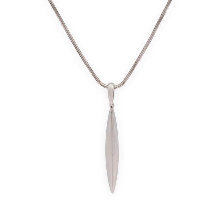 Tiffany & Co Vintage 18K White Gold Feather Pendant 20" Snake Chain Necklace