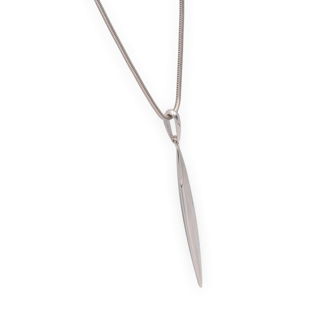 Tiffany & Co Vintage 18K White Gold Feather Pendant 20" Snake Chain Necklace