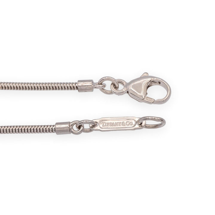 Tiffany & Co Vintage 18K White Gold Feather Pendant 20" Snake Chain Necklace