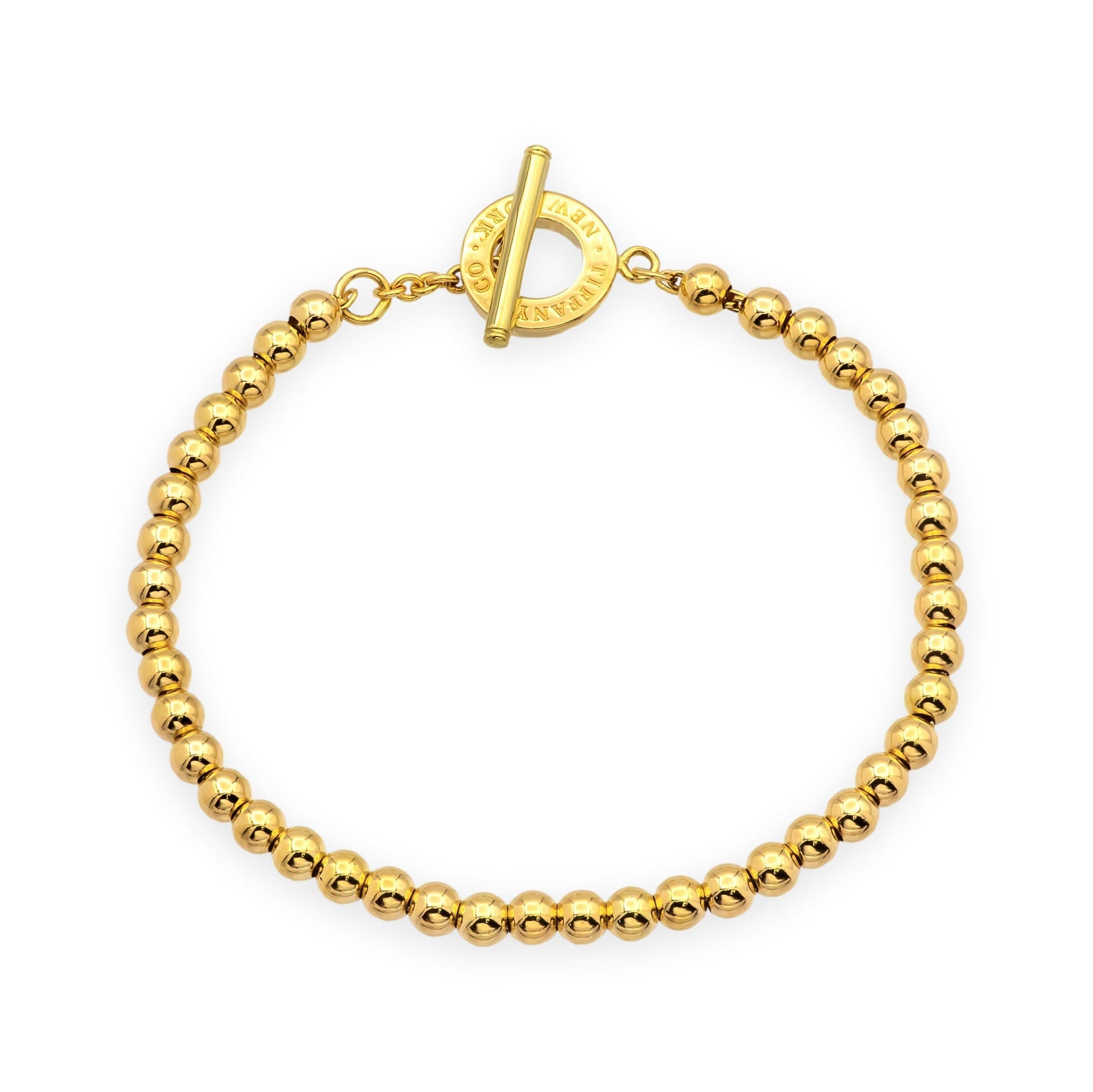 Tiffany Vintage 18K Yellow Gold Toggle Bead Bracelet
