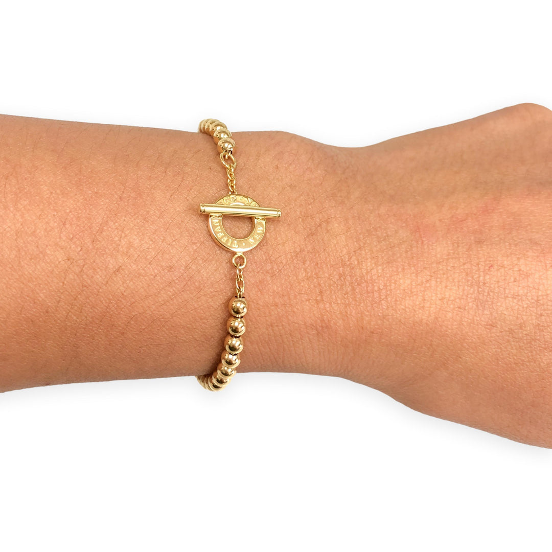 Tiffany & Co. Vintage 18K Yellow Gold Toggle Bead Bracelet 7" – 8.5"