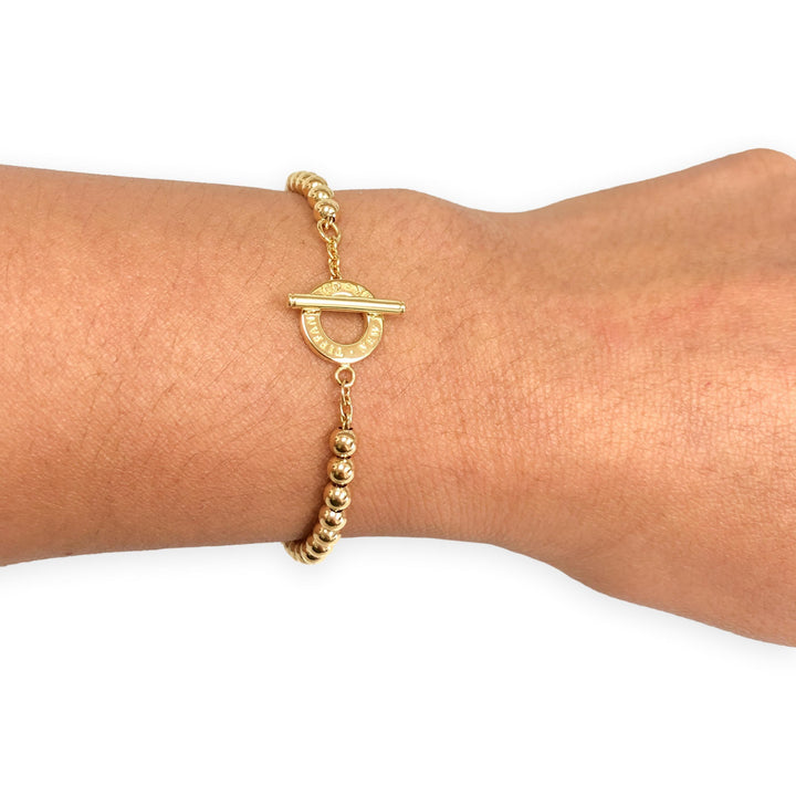 Tiffany & Co. Vintage 18K Yellow Gold Toggle Bead Bracelet 7" – 8.5"