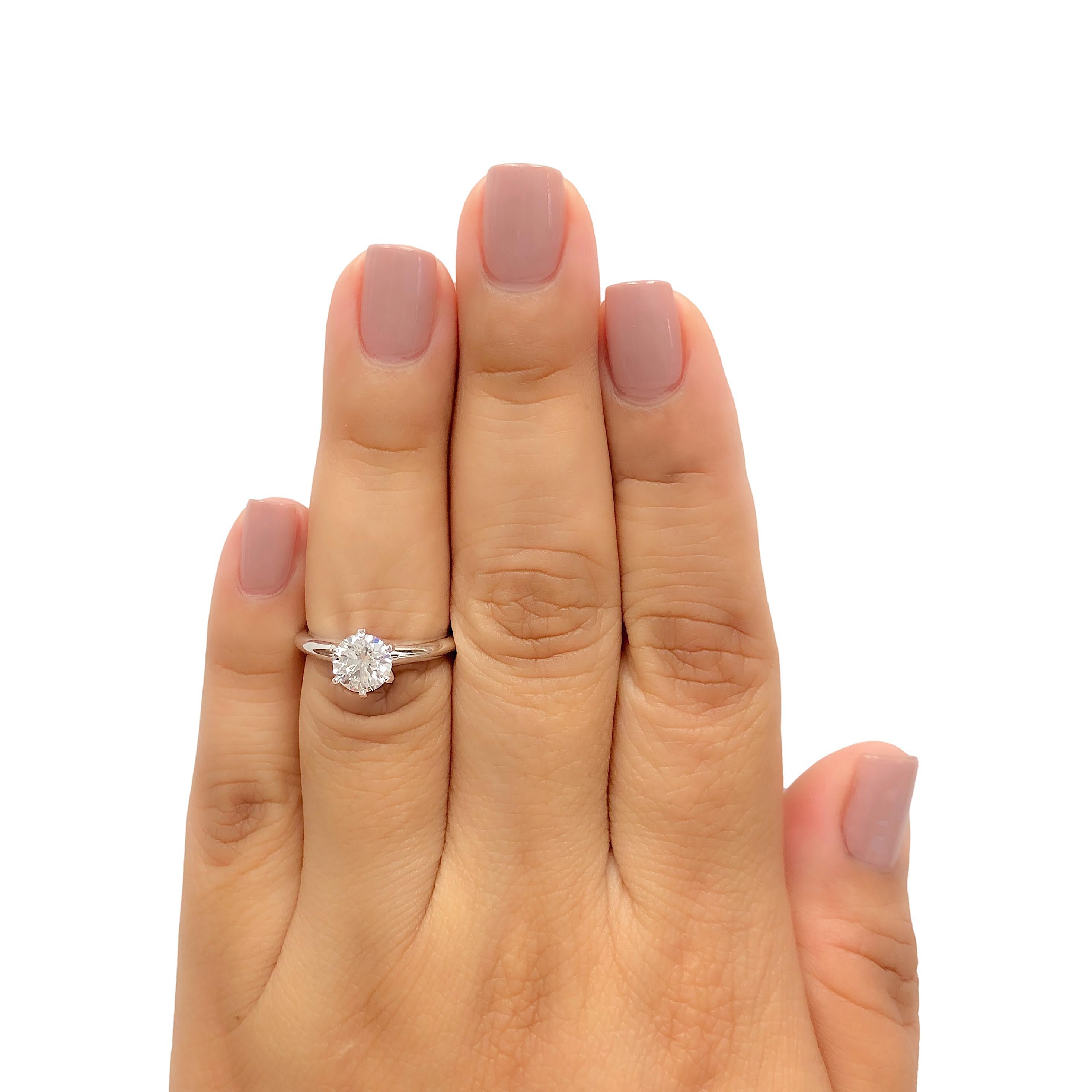 Tiffany and Co. Platinum Solitaire Round Diamond Engagement Ring 1.05 The Diamond Oak