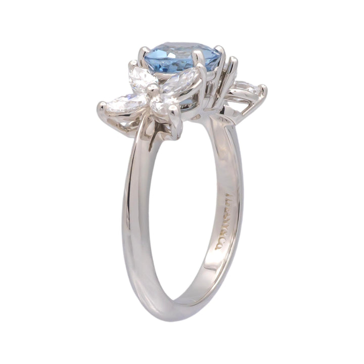 Tiffany & Co. Victoria Ring Platinum 2 ct total Aquamarine & Marquise Diamonds