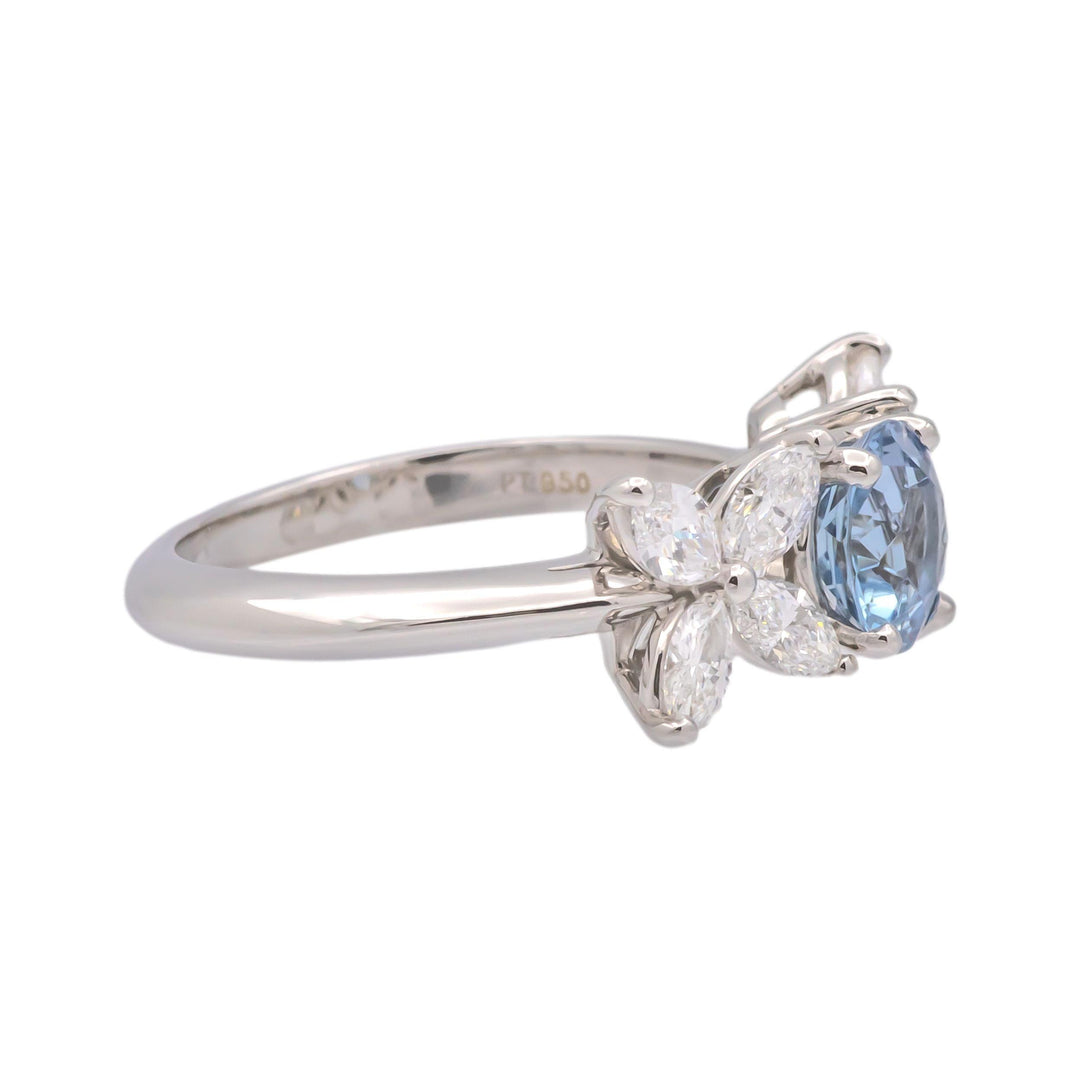 Tiffany & Co. Victoria Ring Platinum 2 ct total Aquamarine & Marquise Diamonds