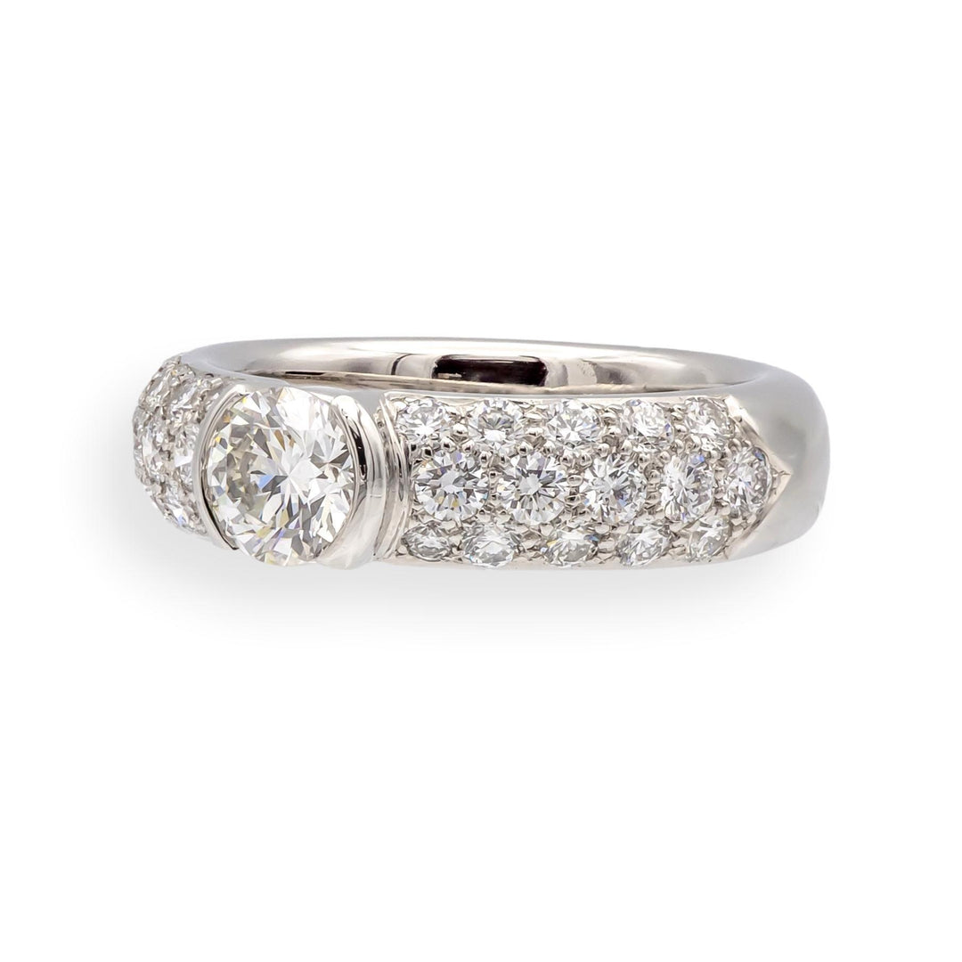 Tiffany & Co. Etoile Platinum 1.26 Cts Total Round Pave Diamond Engagement Ring