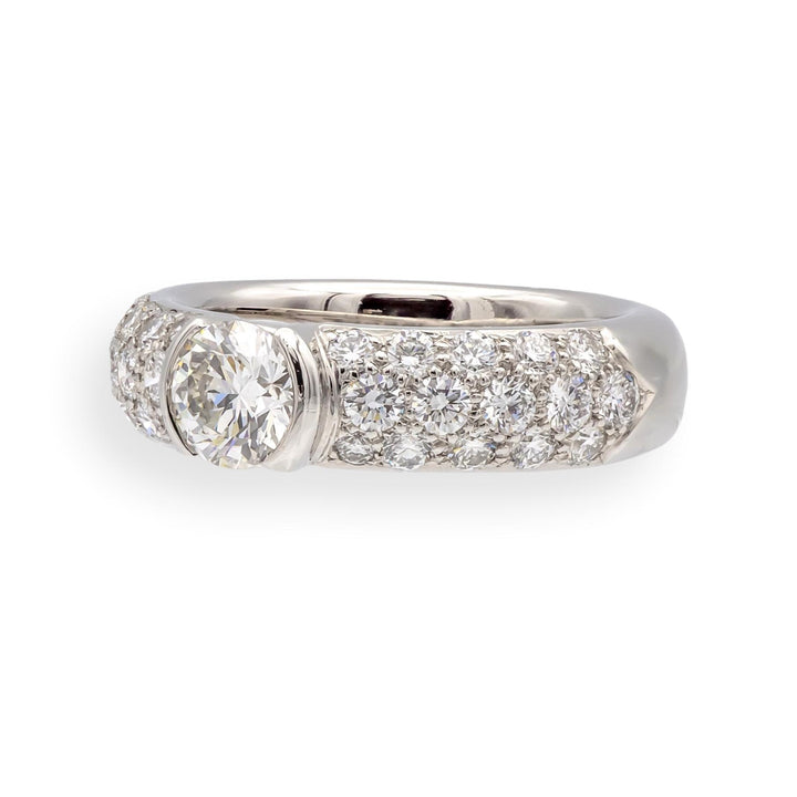 Tiffany & Co. Etoile Platinum 1.26 Cts Total Round Pave Diamond Engagement Ring