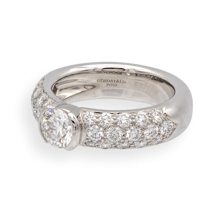 Tiffany & Co. Etoile Platinum 1.26 Cts Total Round Pave Diamond Engagement Ring