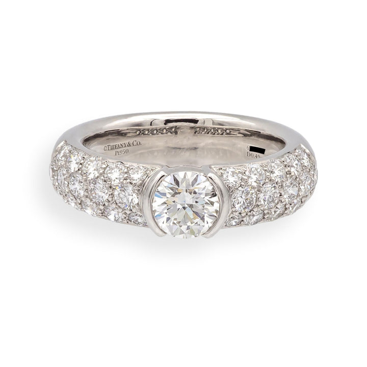 Tiffany & Co. Etoile Platinum 1.26 Cts Total Round Pave Diamond Engagement Ring