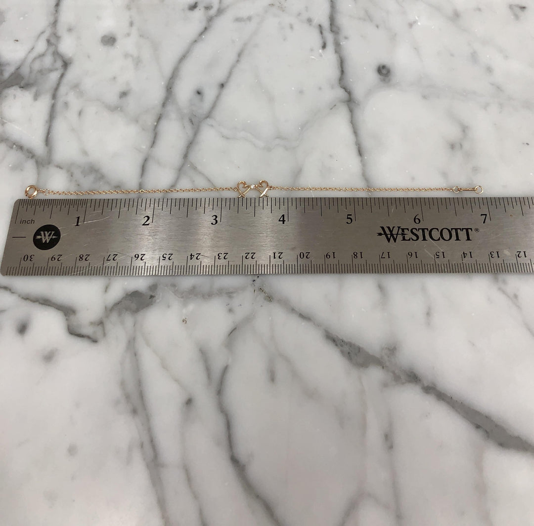 Tiffany & Co. Paloma Picasso 18K Rose Gold Double Loving Heart Bracelet 7"