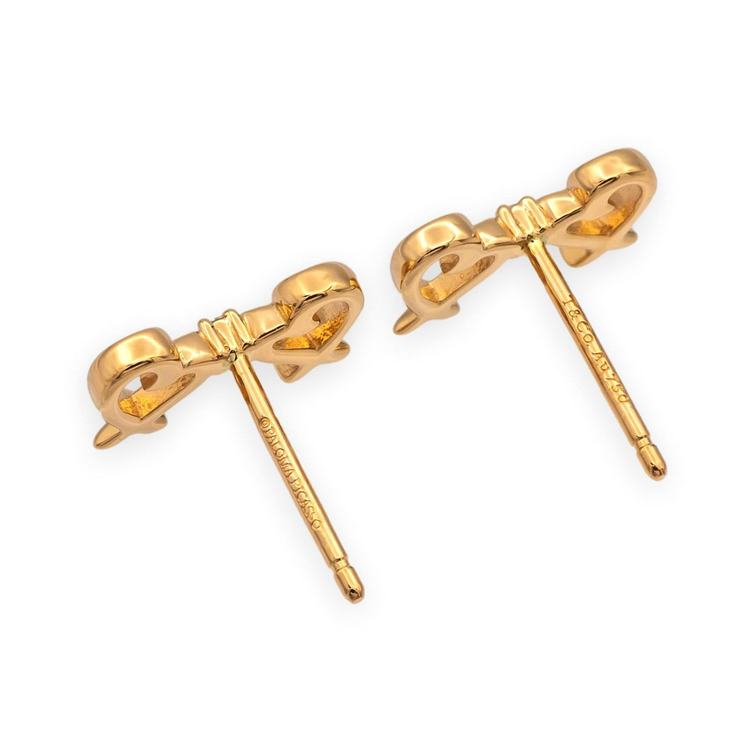 Tiffany and Co. Paloma Picasso Double Loving Heart Studs Earrings With Diamond