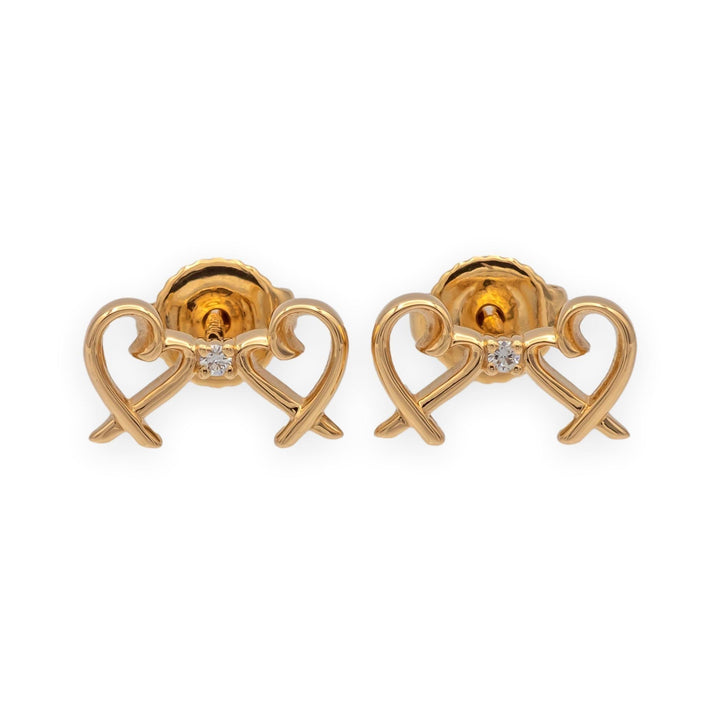 Tiffany and Co. Paloma Picasso Double Loving Heart Studs Earrings With Diamond