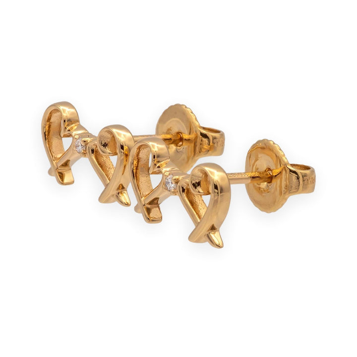 Tiffany and Co. Paloma Picasso Double Loving Heart Studs Earrings With Diamond