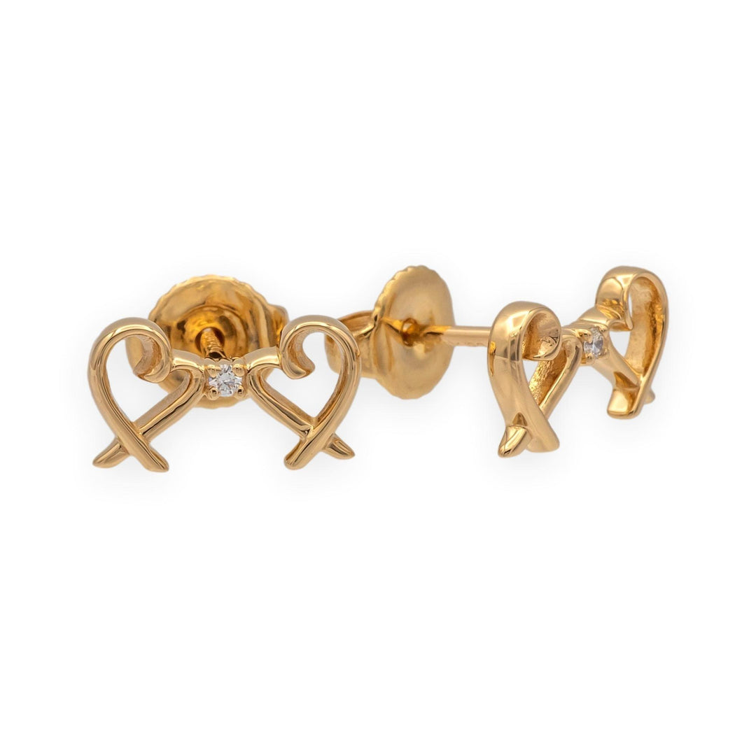 Tiffany and Co. Paloma Picasso Double Loving Heart Studs Earrings With Diamond