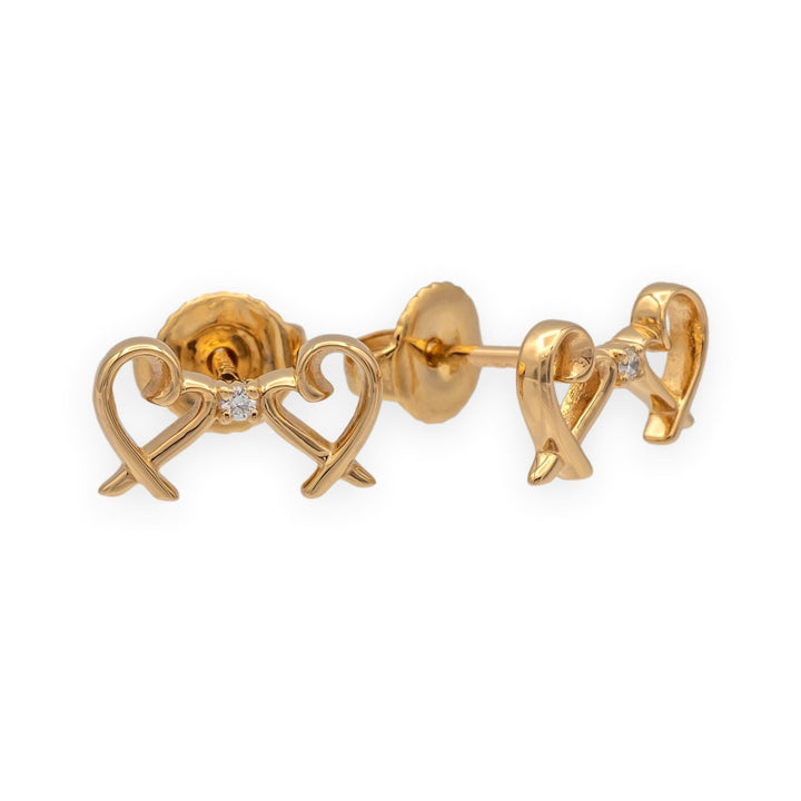 Tiffany and Co. Paloma Picasso Double Loving Heart Studs Earrings With Diamond