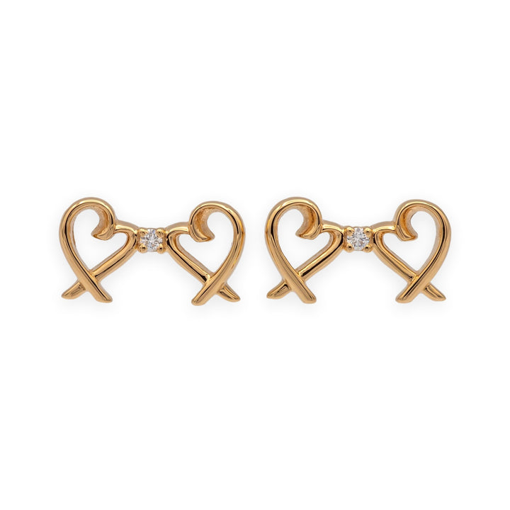 Tiffany and Co. Paloma Picasso Double Loving Heart Studs Earrings With Diamond