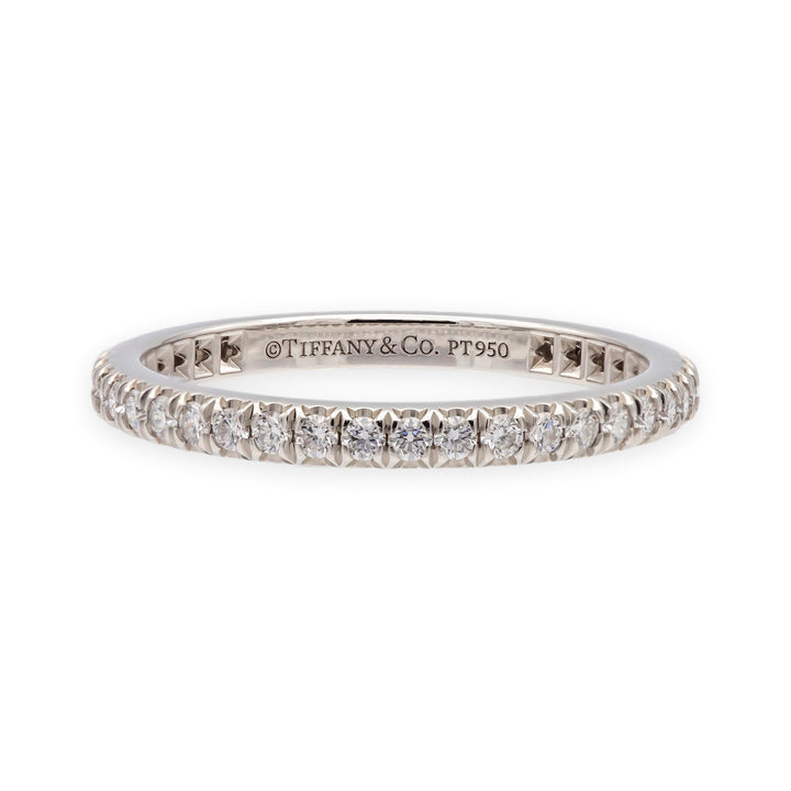 Tiffany and Co. Platinum Soleste Full Circle Round Diamond Band Size 5.5