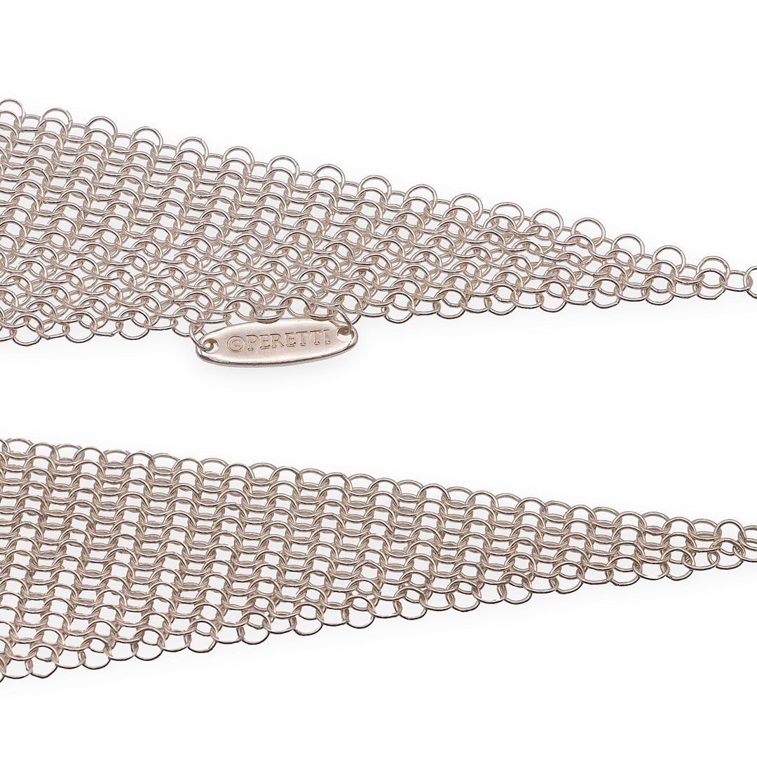 Tiffany & Co. Elsa Peretti Sterling Silver Mesh Tie Scarf Necklace 41.5" Large