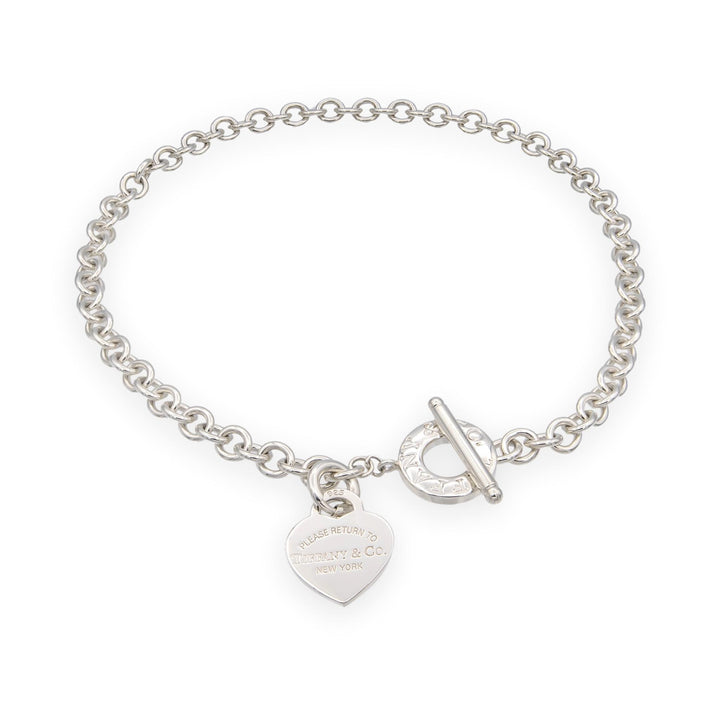 Tiffany and Co. Sterling Silver Toggle With Heart Tag Charm Link Necklace 17"