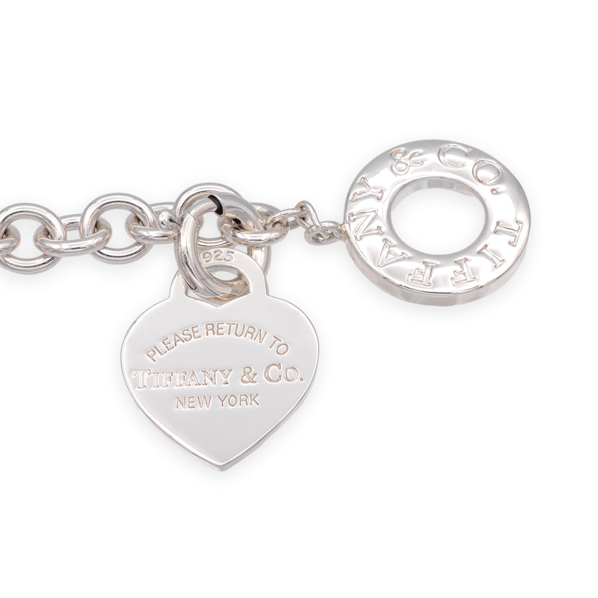 Tiffany and Co. Sterling Silver Toggle With Heart Tag Charm Link