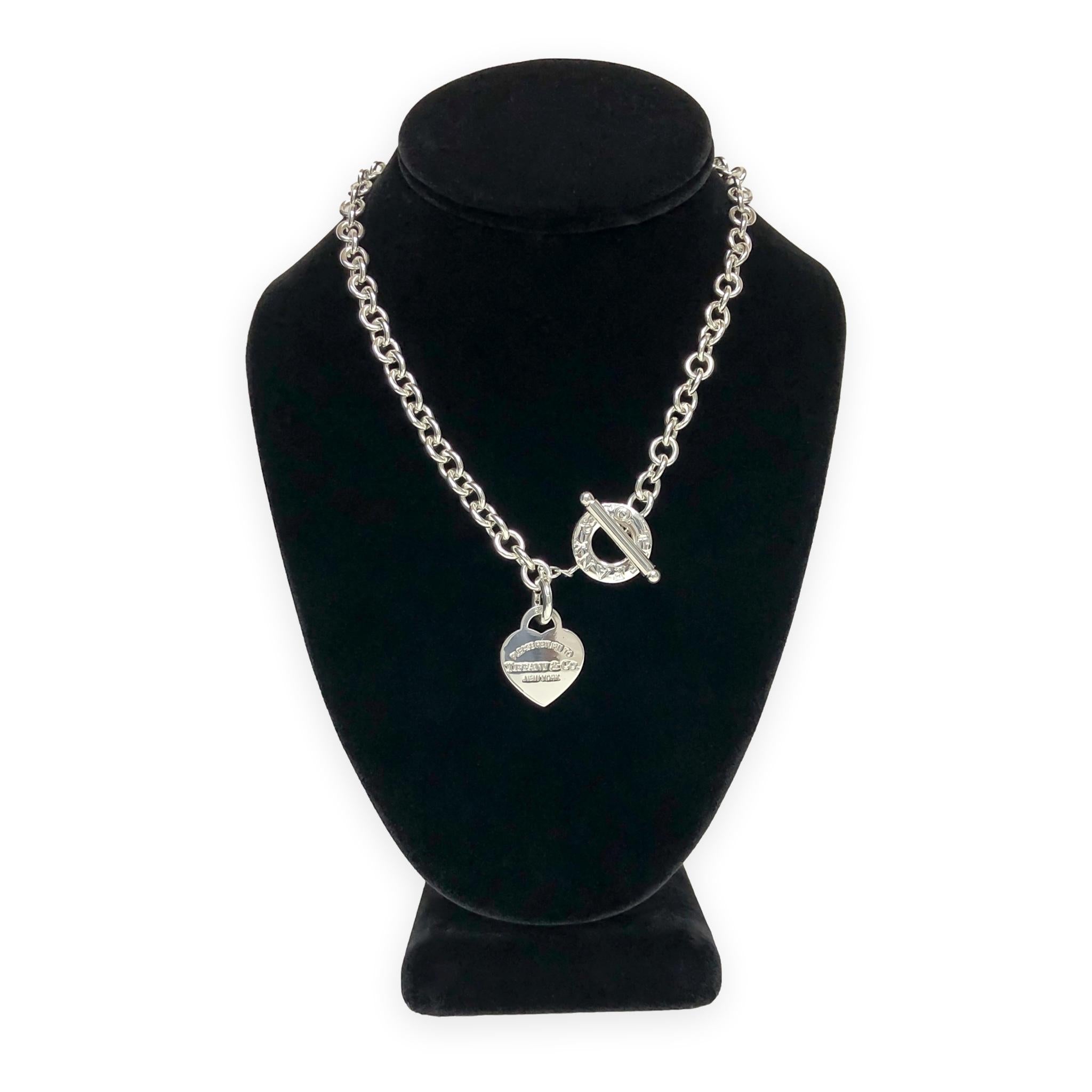 Tiffany and Co. Sterling Silver Toggle With Heart Tag Charm Link