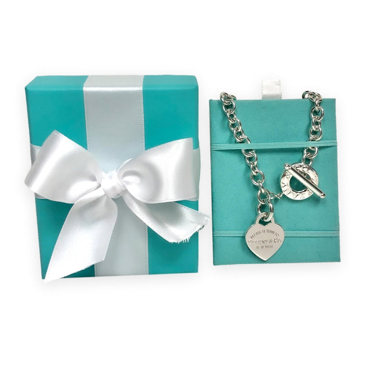 Tiffany and Co. Sterling Silver Toggle With Heart Tag Charm Link Necklace 17"