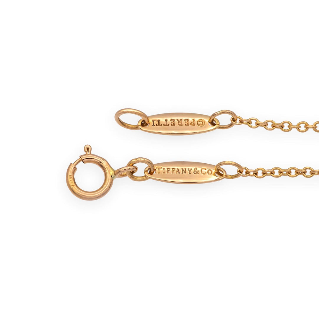 Tiffany and Co. Elsa Peretti Bean Pendant Necklace in 18K Rose Gold 9mm 24"