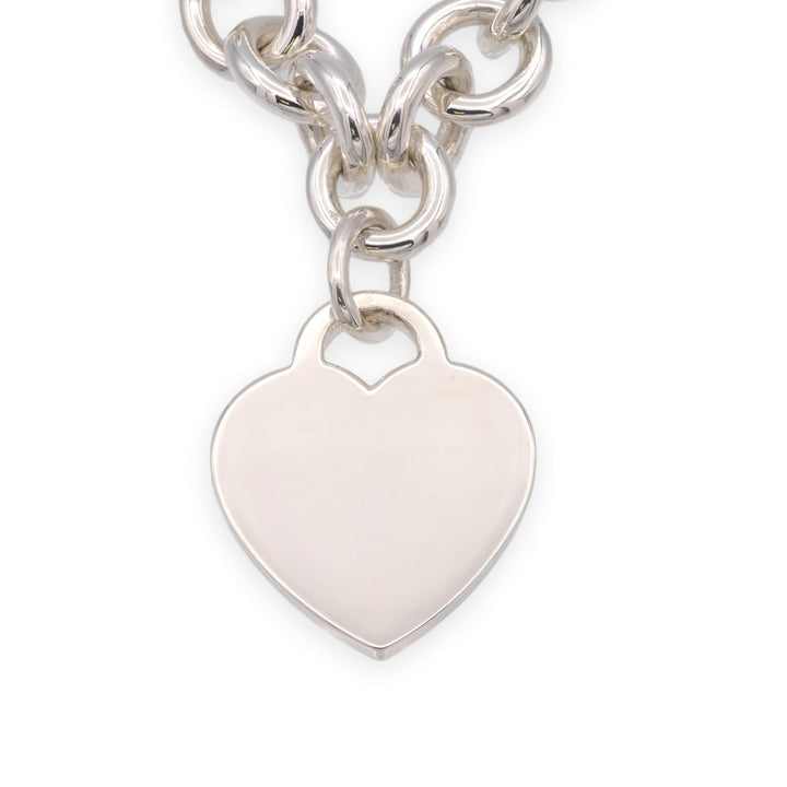 Tiffany and Co. Sterling Silver Heart Tag Charm Link Necklace 16 inches