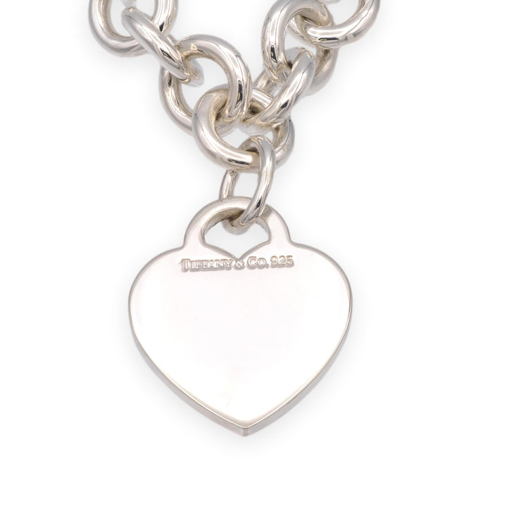 Tiffany and Co. Sterling Silver Heart Tag Charm Link Necklace 16 inches