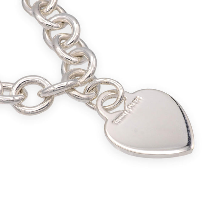 Tiffany and Co. Sterling Silver Heart Tag Charm Link Necklace 16 inches
