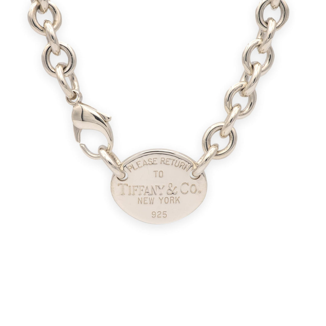 Tiffany & Co. Return to Tiffany Sterling Silver Oval Tag Link Necklace 16.5"