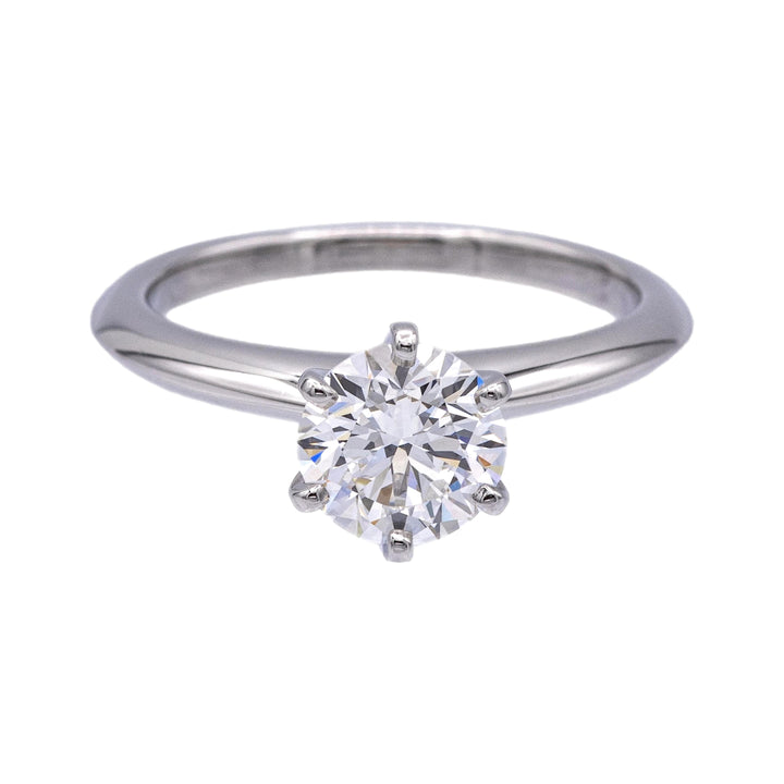 Tiffany & Co. Platinum Solitaire Round Diamond Engagement Ring 1.31ct G VVS2