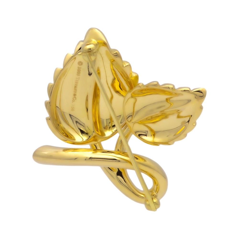 Vintage Tiffany & Co. 18K Yellow Gold Diamond Leaf Brooch Pin