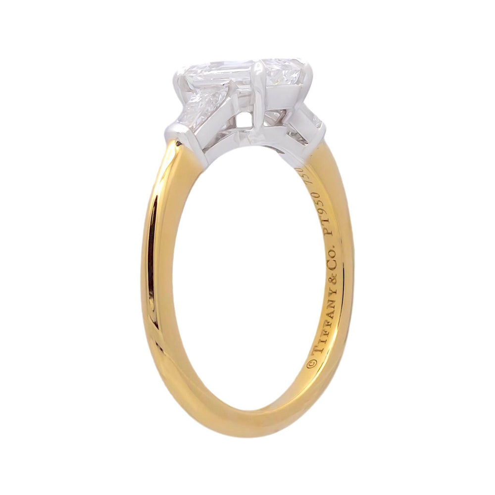 Tiffany & Co. 18K Yellow Gold Plat Emerald Cut Engagement Ring 1.16ct TW EVVS2