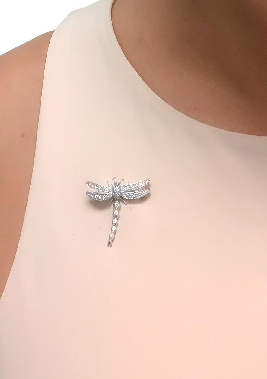 Vintage Tiffany Platinum Dragonfly Diamond Sapphire Brooch